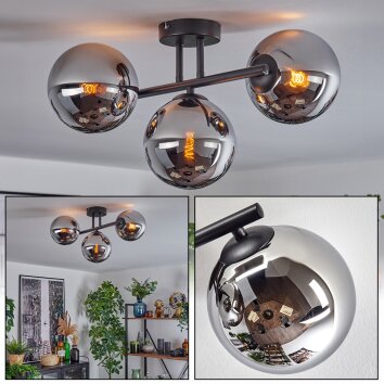 Gastor Plafondlamp, Kogellampje Chroom, Rookkleurig, 3-lichts