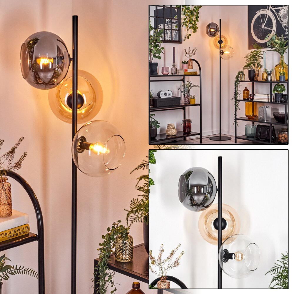 Apedo Staande lamp Amber, Duidelijk, Rookkleurig, 3-lichts main product photo