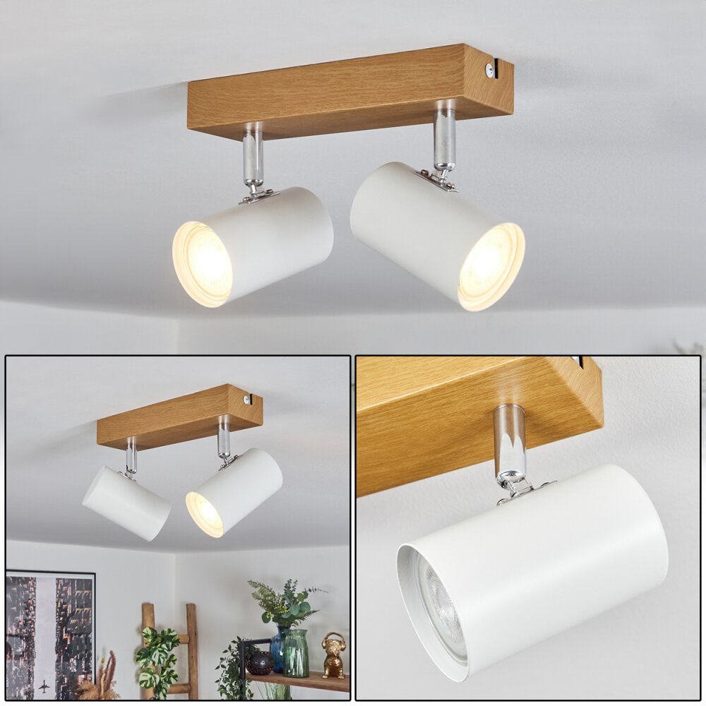 Gesteira Plafondlamp, Plafondspot Chroom, houtlook, 2-lichts main product photo