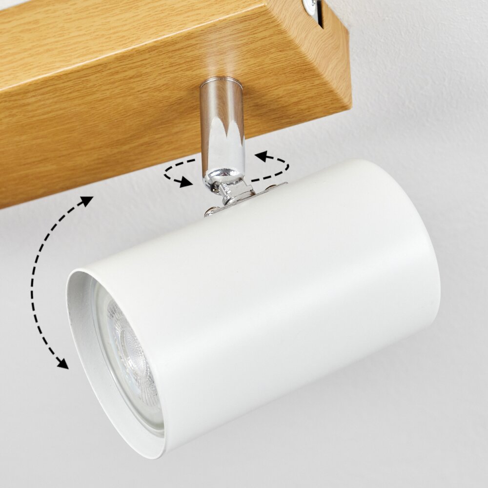 Gesteira Plafondlamp, Plafondspot Chroom, houtlook, 2-lichts