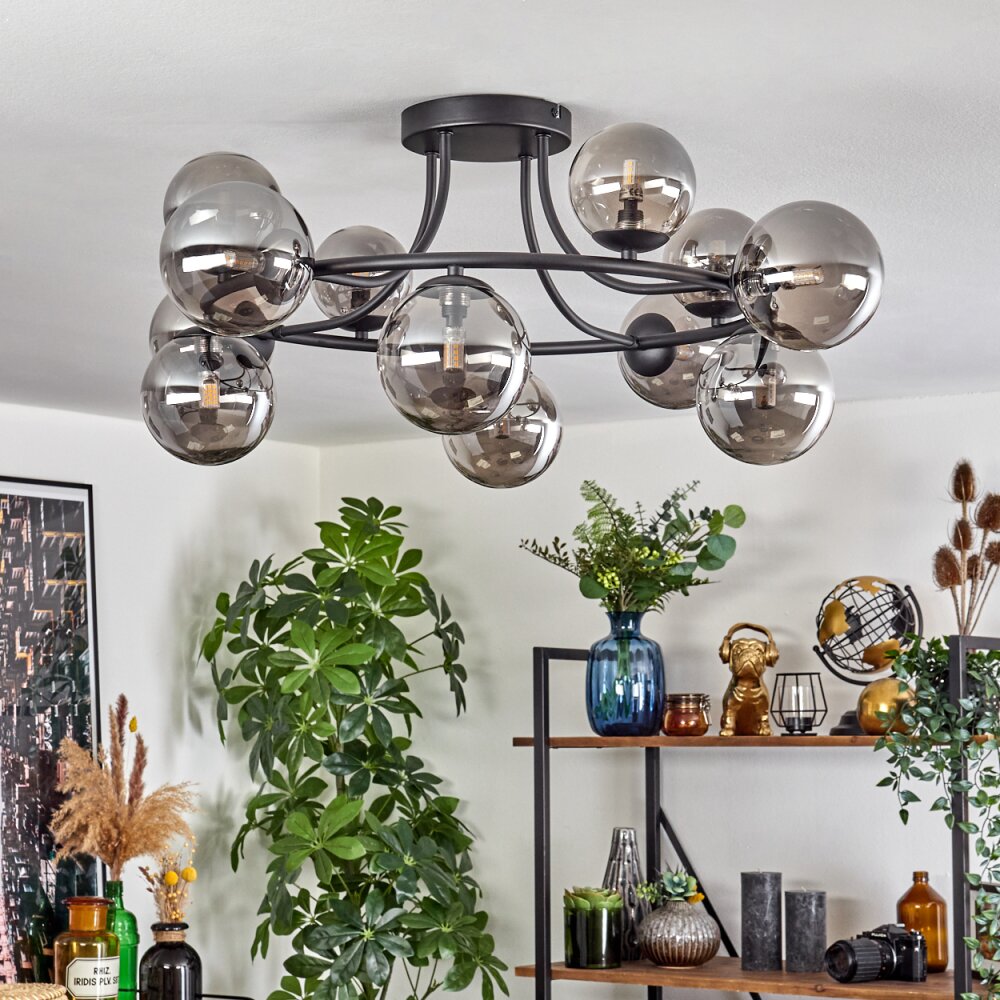 Chehalis Plafondlamp, Kogellampje Rookkleurig, 12-lichts