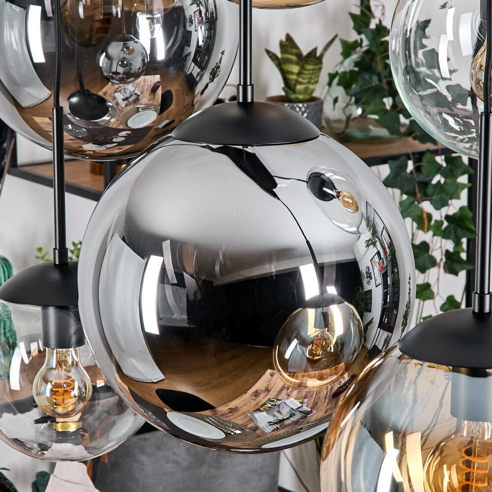 Gastor Hanglamp, Kogellampje, Hanglamp Amber, Duidelijk, Rookkleurig, 6-lichts
