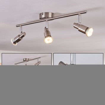 Crina Plafondlamp, Plafondspot Chroom, Nikkel mat, 3-lichts