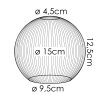 Glazen lampenkap  Koyoto Reserve glas, reserveonderdeel 15 cm Koperkleurig, Red