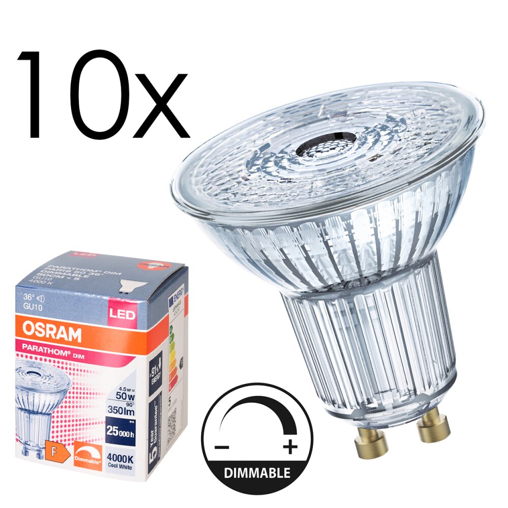 Osram GU10 LED 4.5 Watt neutraal wit dimbaar 350 Lumen main product photo