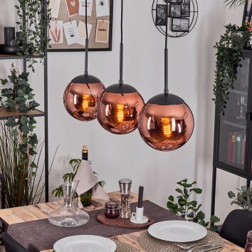 Gastor Hanglamp, Kogellampje, Hanglamp Koperkleurig, 3-lichts Gastor Hanglamp, Kogellampje, Hanglamp Koperkleurig, 3-lichts