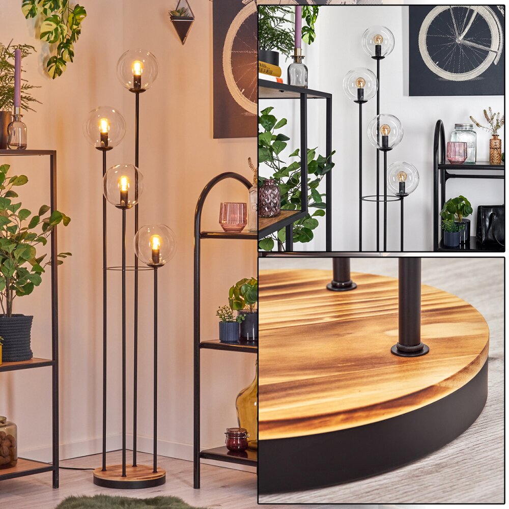 Gastor Staande lamp 30 cm Hout licht, Zwart, 4-lichts main product photo