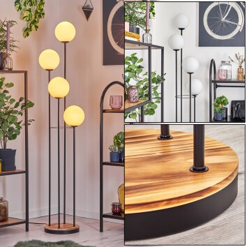 Gastor Staande lamp 25 cm Hout licht, Zwart, 4-lichts Gastor Staande lamp 25 cm Hout licht, Zwart, 4-lichts