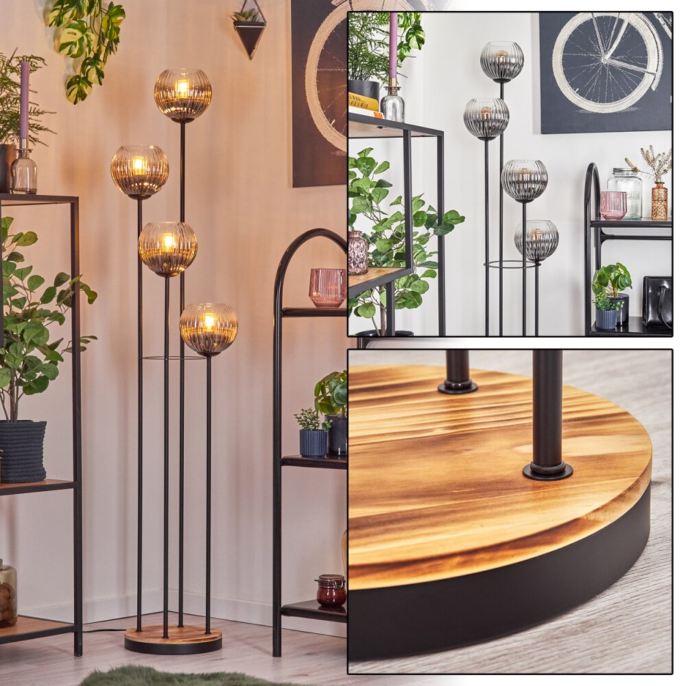 Gastor Staande lamp 25 cm Hout licht, Zwart, 4-lichts main product photo
