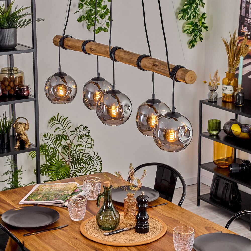 Ripoll Hanglamp, Kogellampje, Hanglamp Rookkleurig, 5-lichts main product photo