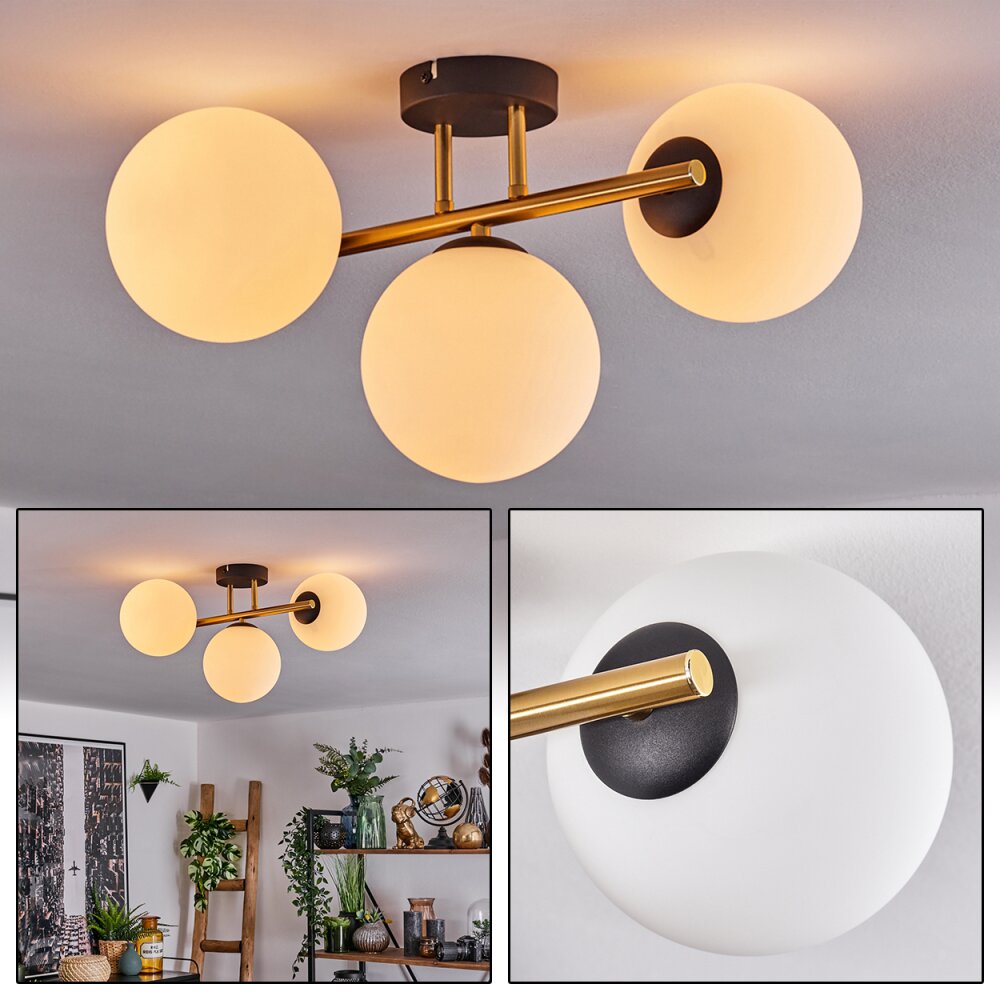Gastor Plafondlamp, Kogellampje 42 cm Goud, Zwart, 3-lichts main product photo
