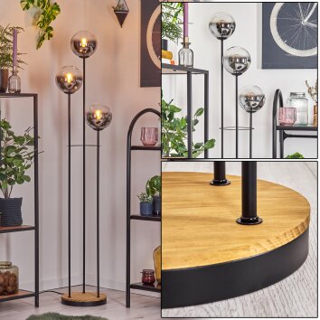 Gastor Staande lamp 30 cm Hout donker, Zwart, 3-lichts Gastor Staande lamp 30 cm Hout donker, Zwart, 3-lichts