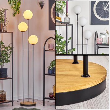 Gastor Staande lamp 30 cm Hout donker, Zwart, 3-lichts Gastor Staande lamp 30 cm Hout donker, Zwart, 3-lichts