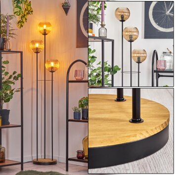Koyoto Staande lamp 30 cm Hout donker, Zwart, 3-lichts Koyoto Staande lamp 30 cm Hout donker, Zwart, 3-lichts