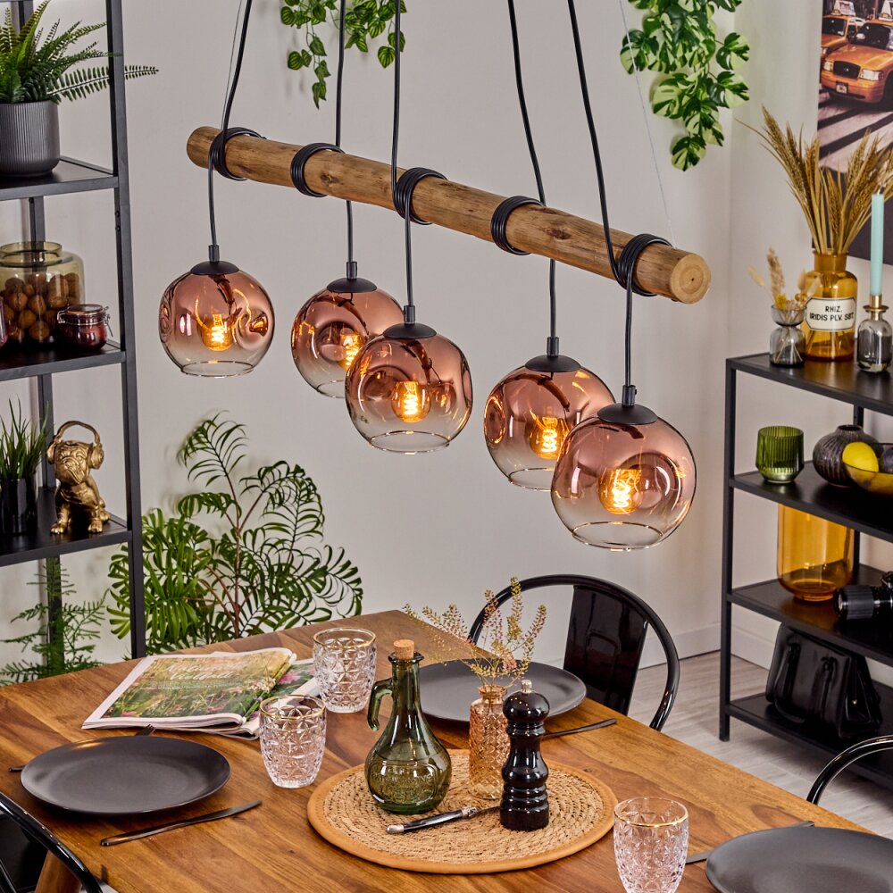 Ripoll Hanglamp, Kogellampje, Hanglamp Natuurlijke kleuren, Zwart, 5-lichts main product photo