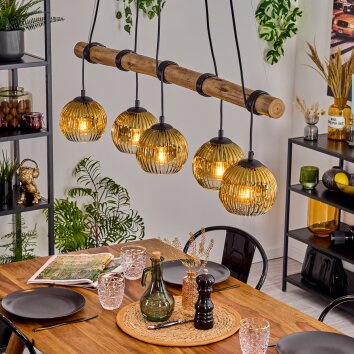 Ripoll Hanglamp, Kogellampje, Hanglamp Natuurlijke kleuren, Zwart, 5-lichts Ripoll Hanglamp, Kogellampje, Hanglamp Natuurlijke kleuren, Zwart, 5-lichts