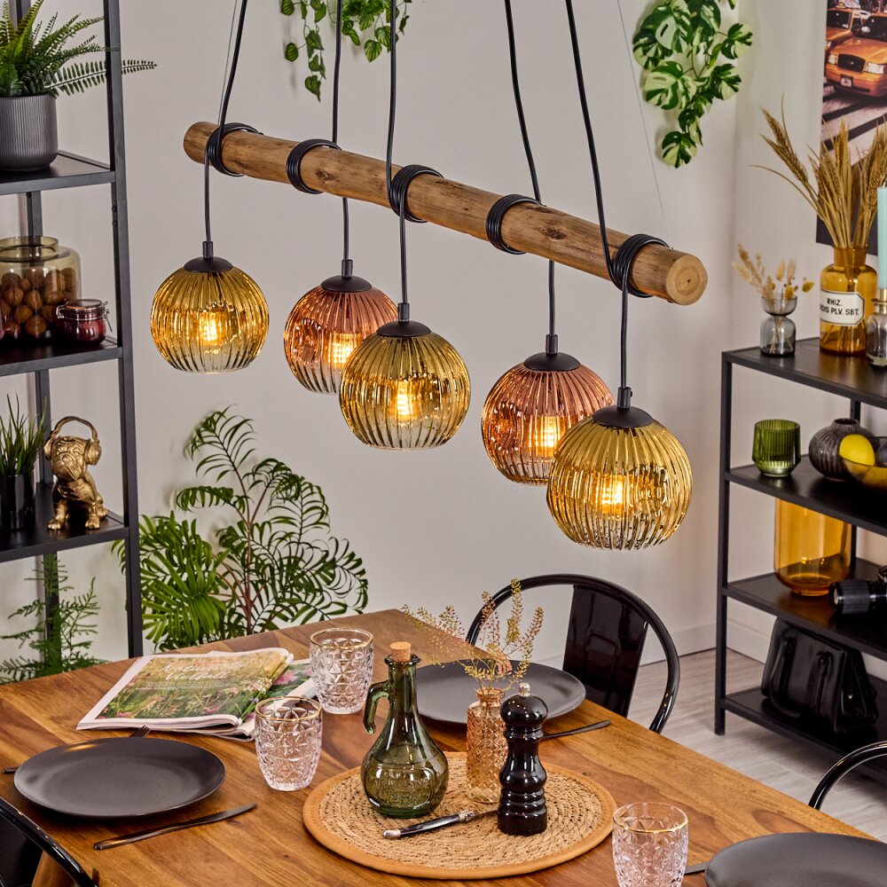 Ripoll Hanglamp, Kogellampje, Hanglamp Natuurlijke kleuren, Zwart, 5-lichts main product photo
