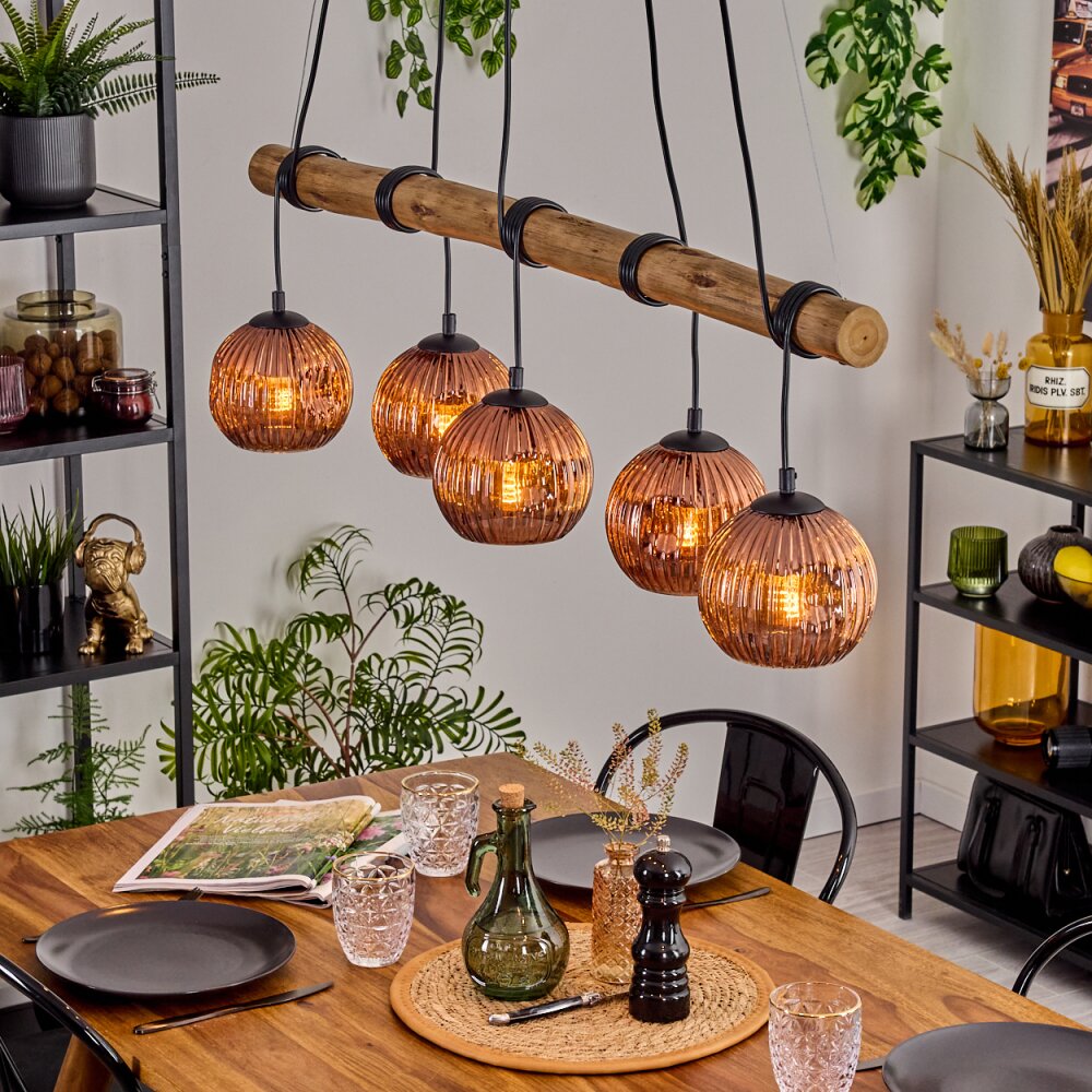 Ripoll Hanglamp, Kogellampje, Hanglamp Natuurlijke kleuren, Zwart, 5-lichts main product photo