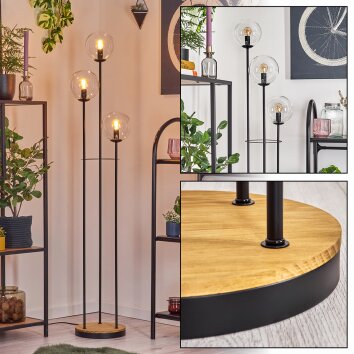 Gastor Staande lamp 30 cm Hout donker, Zwart, 3-lichts Gastor Staande lamp 30 cm Hout donker, Zwart, 3-lichts