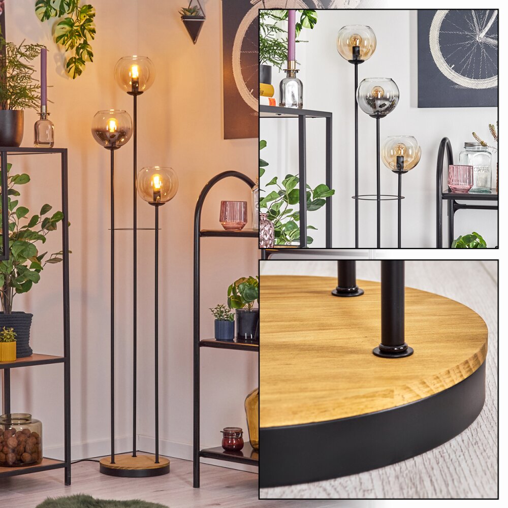 Koyoto Staande lamp 25 cm Hout donker, Zwart, 3-lichts main product photo
