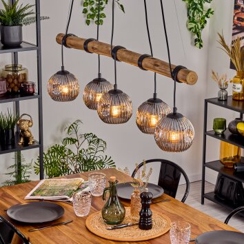 Ripoll Hanglamp, Kogellampje, Hanglamp Natuurlijke kleuren, Zwart, 5-lichts Ripoll Hanglamp, Kogellampje, Hanglamp Natuurlijke kleuren, Zwart, 5-lichts