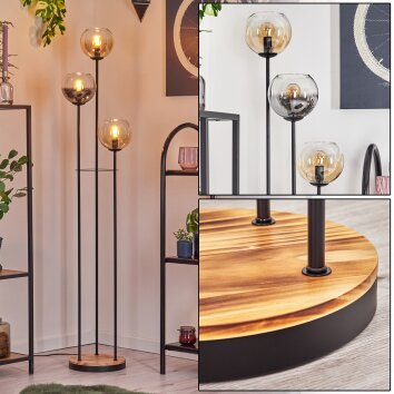 Koyoto Staande lamp 30 cm Hout licht, Zwart, 3-lichts Koyoto Staande lamp 30 cm Hout licht, Zwart, 3-lichts