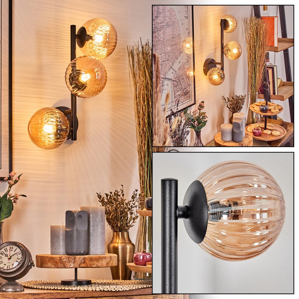 Chehalis Kogellampje, Wandlamp Amber, 3-lichts main product photo