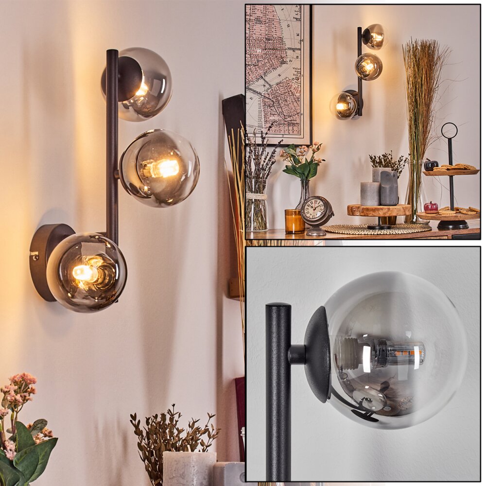Chehalis Kogellampje, Wandlamp 23 cm Chroom, Duidelijk, Rookkleurig, 3-lichts main product photo