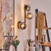 Chehalis Kogellampje, Wandlamp 23 cm Chroom, Duidelijk, Rookkleurig, 3-lichts