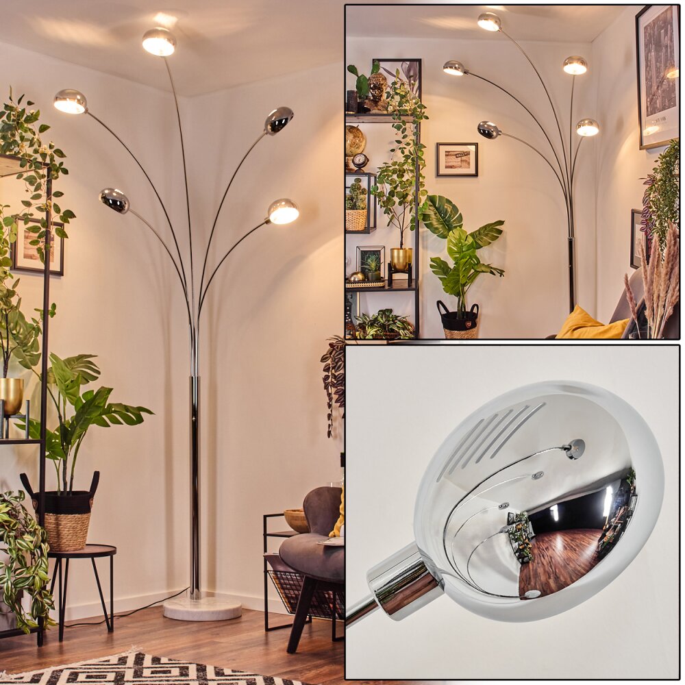 Nikkala Staande lamp Chroom, Marmer, Wit, 5-lichts main product photo