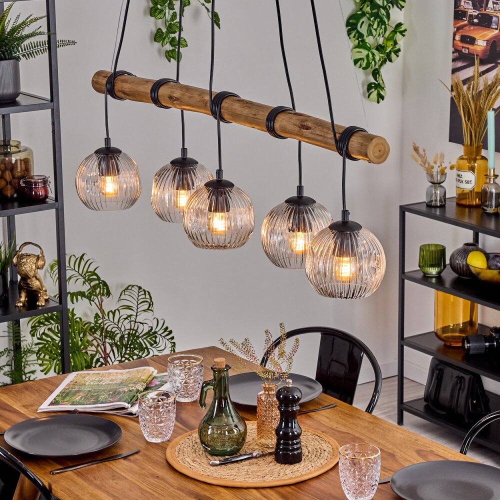 Ripoll Hanglamp, Kogellampje, Hanglamp Natuurlijke kleuren, Zwart, 5-lichts main product photo