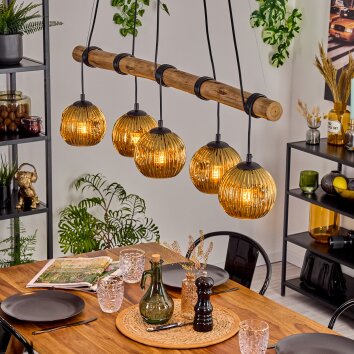 Ripoll Hanglamp, Kogellampje, Hanglamp Natuurlijke kleuren, Zwart, 5-lichts Ripoll Hanglamp, Kogellampje, Hanglamp Natuurlijke kleuren, Zwart, 5-lichts