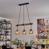 Ripoll Hanglamp, Kogellampje, Hanglamp Natuurlijke kleuren, Zwart, 3-lichts