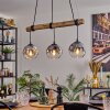 Ripoll Hanglamp, Kogellampje, Hanglamp Natuurlijke kleuren, Zwart, 3-lichts