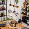 Ripoll Hanglamp, Kogellampje, Hanglamp Natuurlijke kleuren, Zwart, 3-lichts