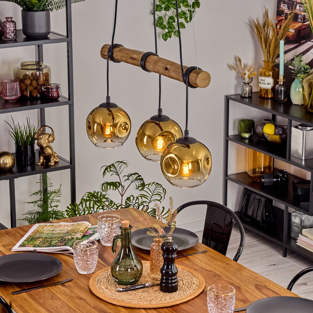 Ripoll Hanglamp, Kogellampje, Hanglamp Natuurlijke kleuren, Zwart, 3-lichts main product photo
