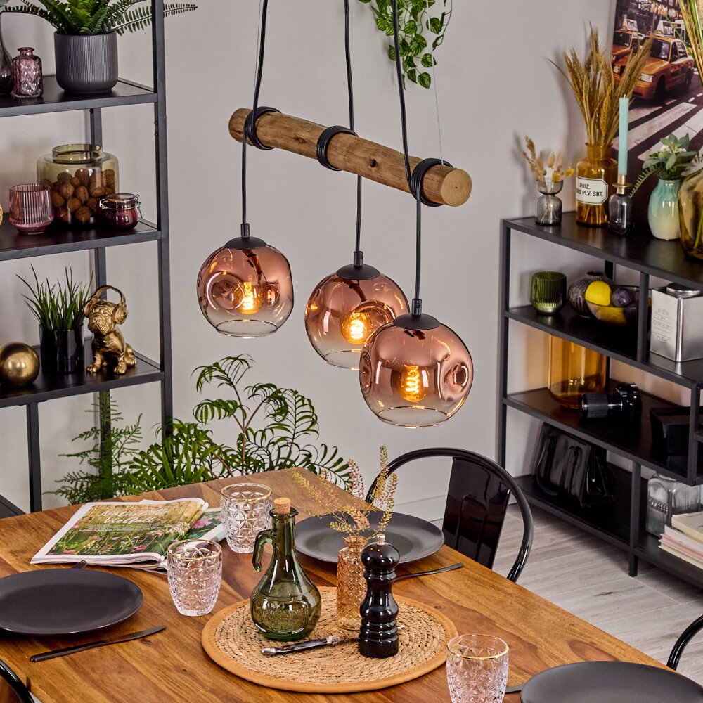 Ripoll Hanglamp, Kogellampje, Hanglamp Natuurlijke kleuren, Zwart, 3-lichts main product photo