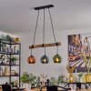 Ripoll Hanglamp, Kogellampje, Hanglamp Natuurlijke kleuren, Zwart, 3-lichts