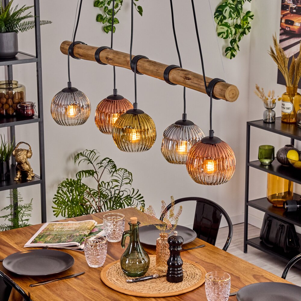 Ripoll Hanglamp, Kogellampje, Hanglamp Natuurlijke kleuren, Zwart, 5-lichts main product photo