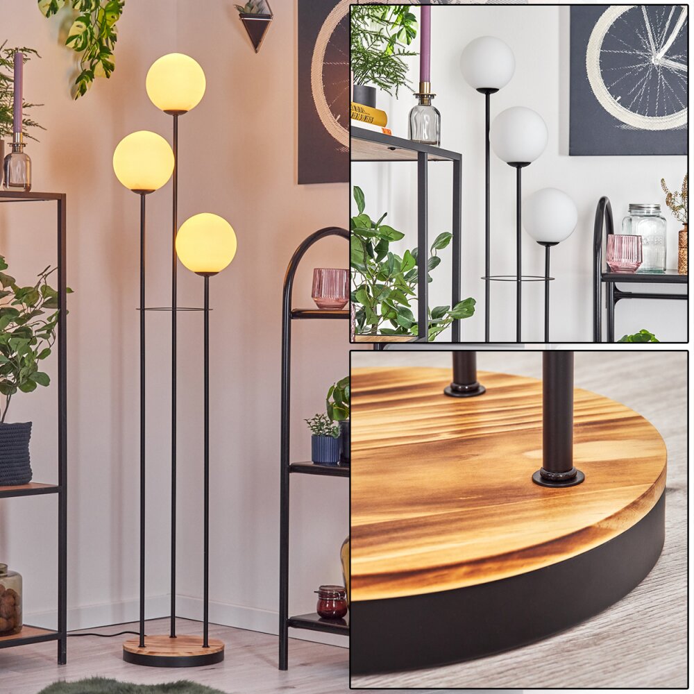 Gastor Staande lamp 30 cm Hout licht, Zwart, 3-lichts main product photo