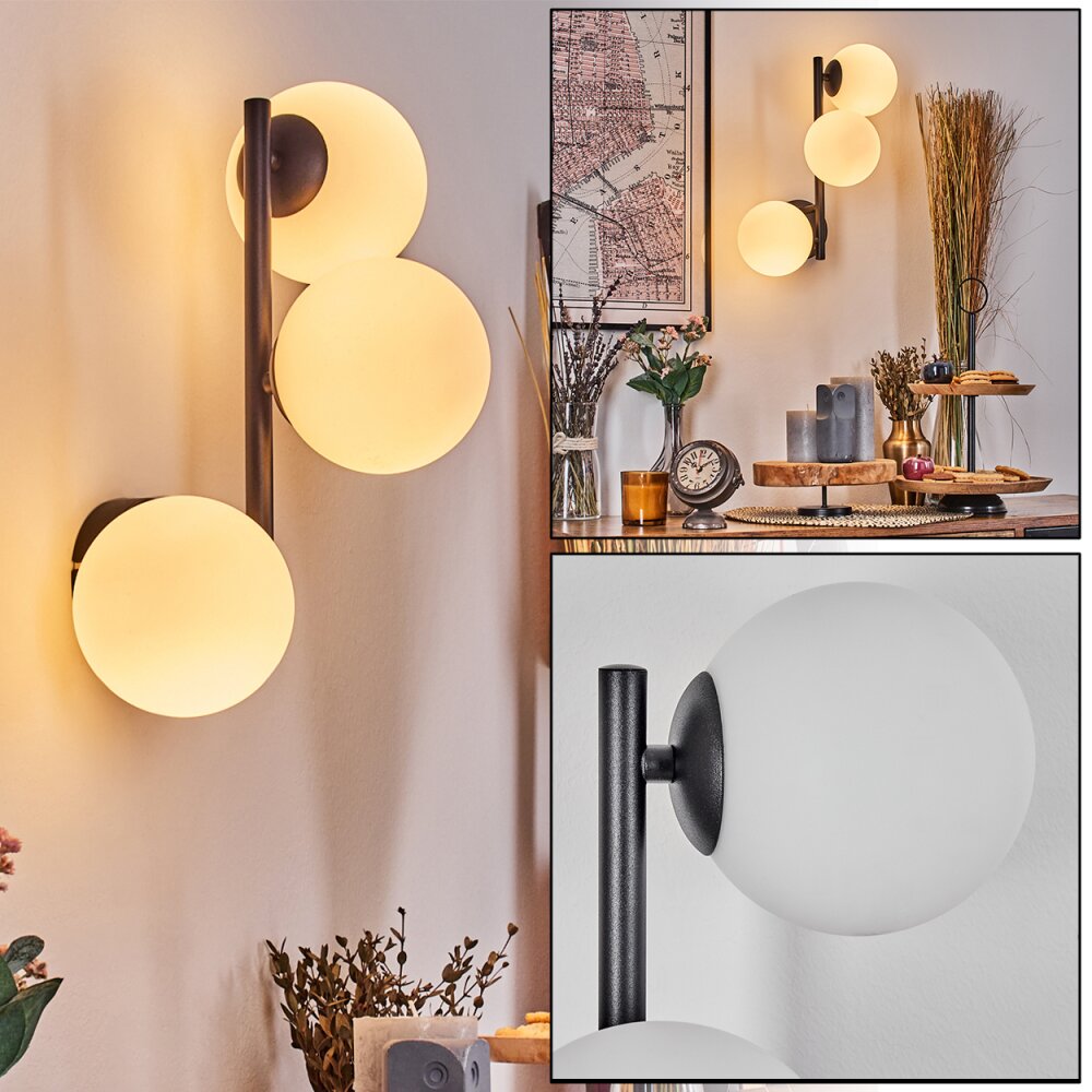 Chehalis Kogellampje, Wandlamp 28 cm Wit, 3-lichts main product photo