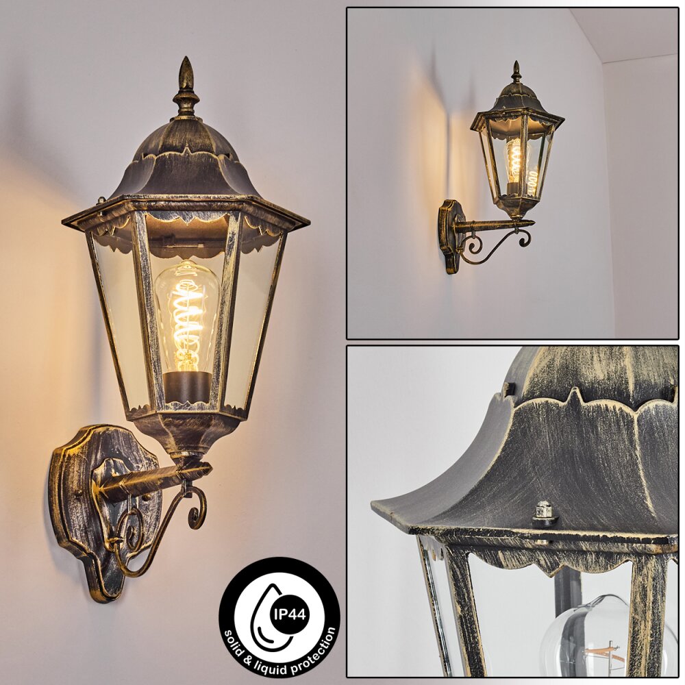 Hongkong Wandlamp voor buiten, Wandlamp Goud, Zwart, 1-licht main product photo