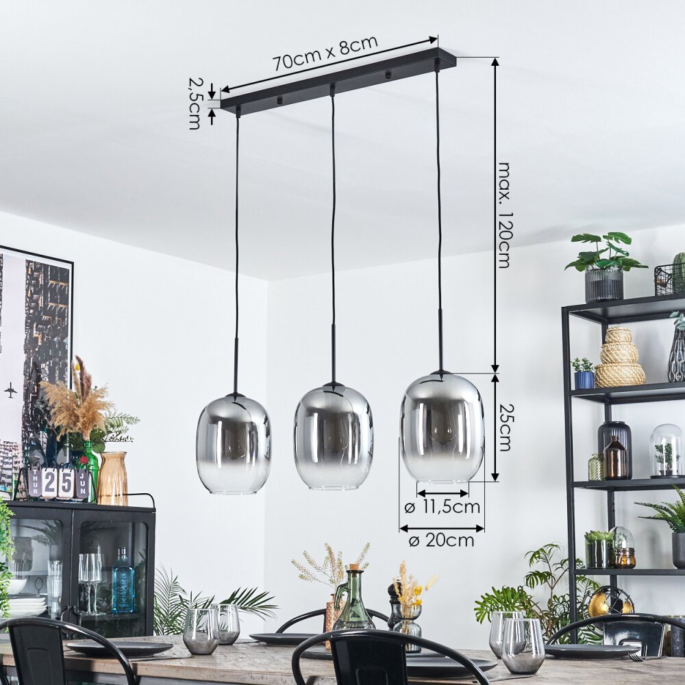 Apedo Hanglamp, Hanglamp Duidelijk, Rookkleurig, 3-lichts