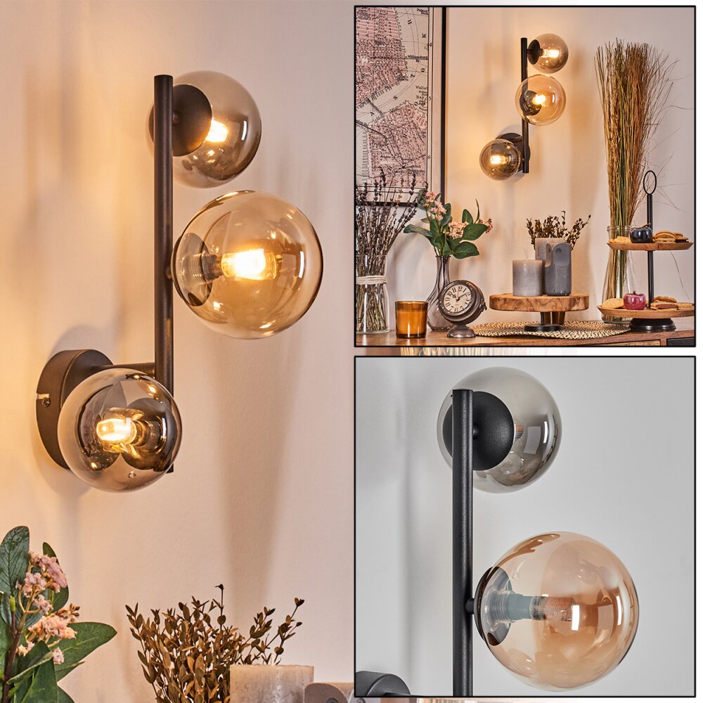 Chehalis Kogellampje, Wandlamp 23 cm Amber, Rookkleurig, 3-lichts main product photo