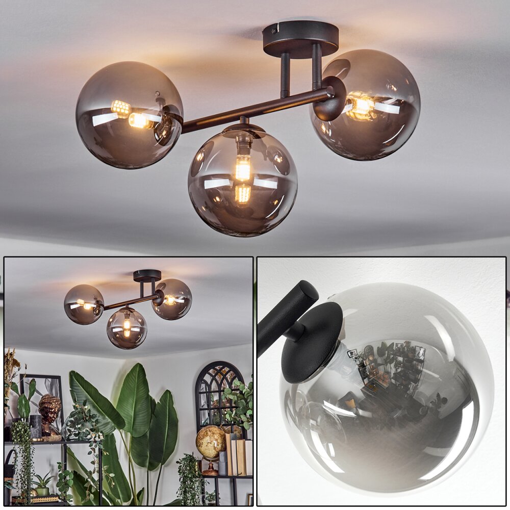 Chehalis Plafondlamp, Kogellampje Rookkleurig, 3-lichts main product photo