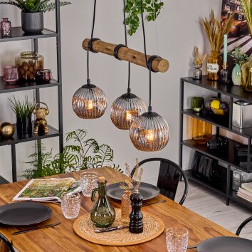 Ripoll Hanglamp, Kogellampje, Hanglamp Natuurlijke kleuren, Zwart, 3-lichts Ripoll Hanglamp, Kogellampje, Hanglamp Natuurlijke kleuren, Zwart, 3-lichts