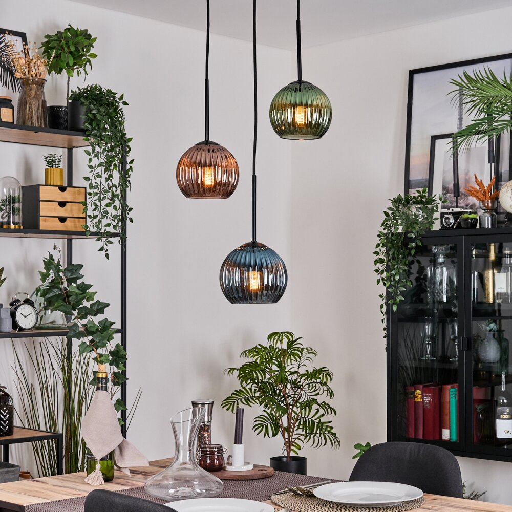 Koyoto Hanglamp, Kogellampje, Hanglamp Zwart, 3-lichts