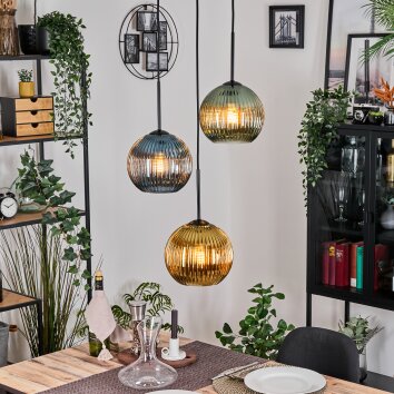 Koyoto Hanglamp, Kogellampje, Hanglamp Zwart, 3-lichts