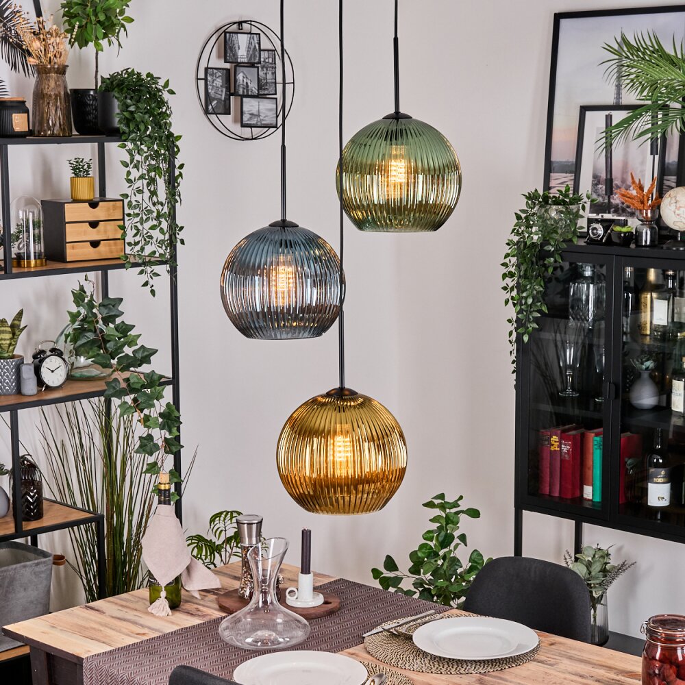 Koyoto Hanglamp, Kogellampje, Hanglamp Zwart, 3-lichts main product photo