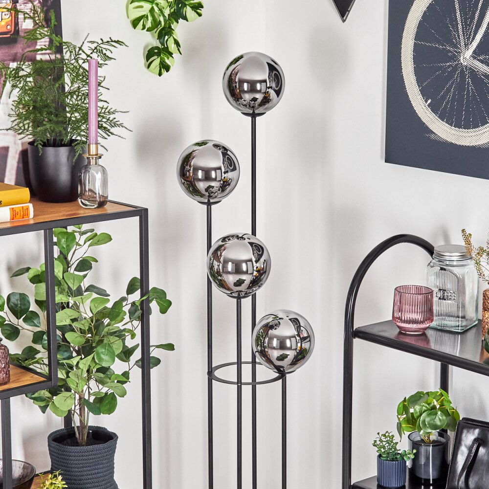 Gastor Staande lamp Hout donker, Zwart, 4-lichts